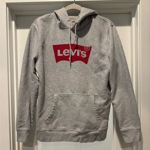 LEVI’S RED Logo Grey Hoodie Mens Sweatshirt Size M Streetwear Western Sporty